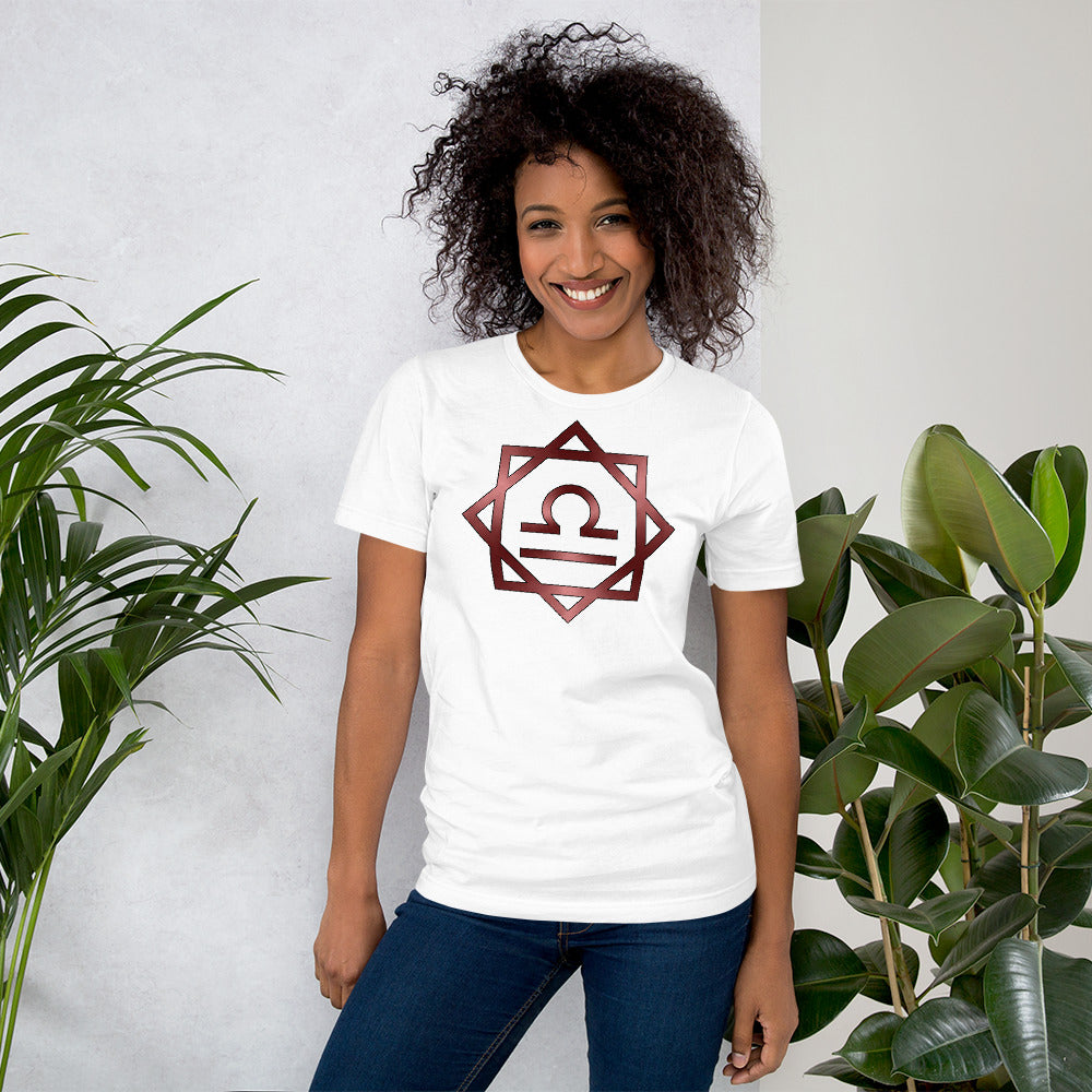 Metallic Zodiac Double-Box - Crimson Libra - Short-sleeve unisex t-shirt