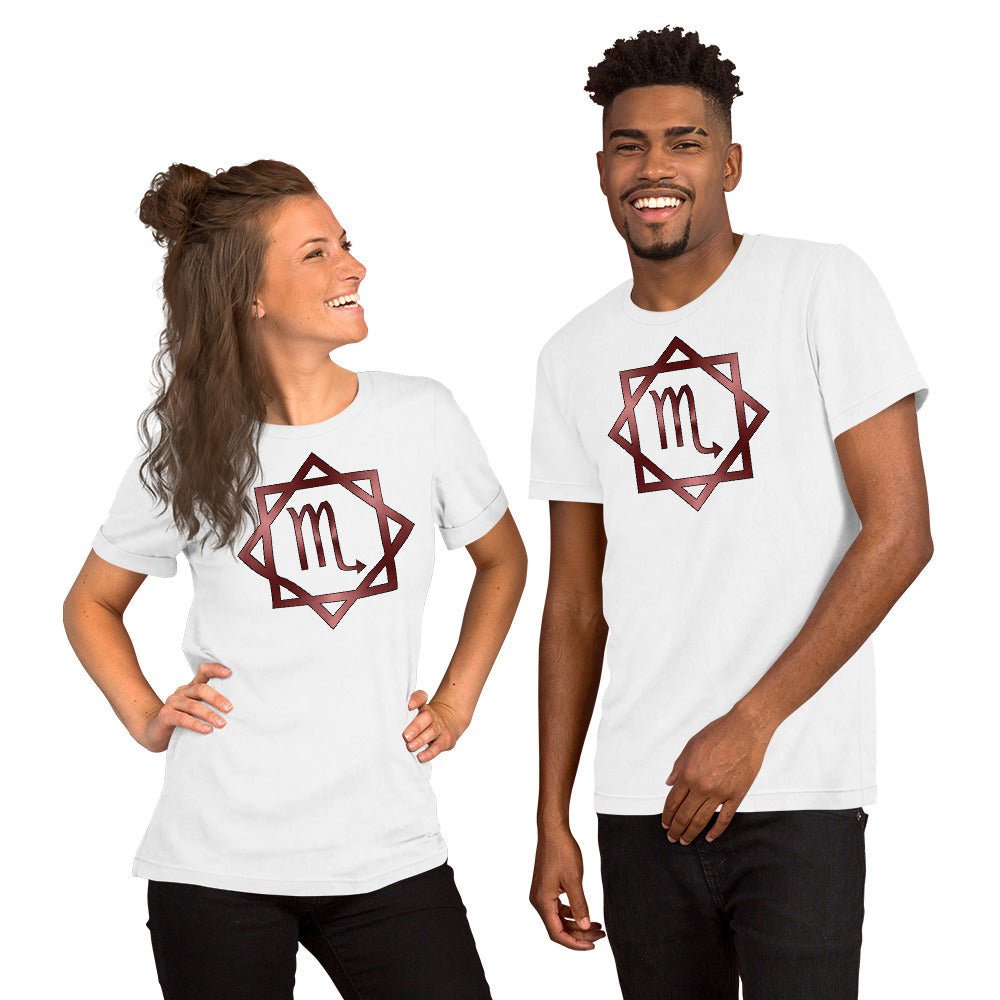 Metallic Zodiac Double-Box - Crimson Scorpio - Short-sleeve unisex t-shirt