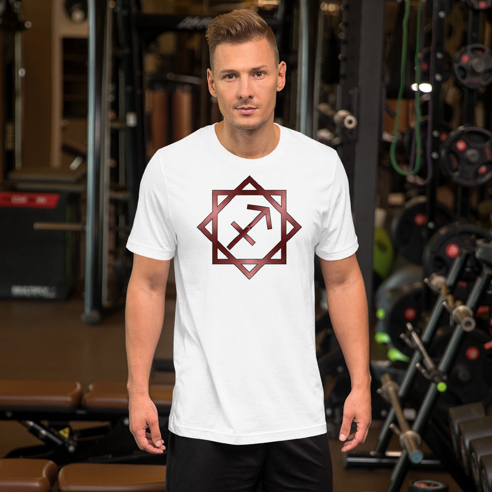 Metallic Zodiac Double-Box - Crimson Sagittarius - Short-sleeve unisex t-shirt