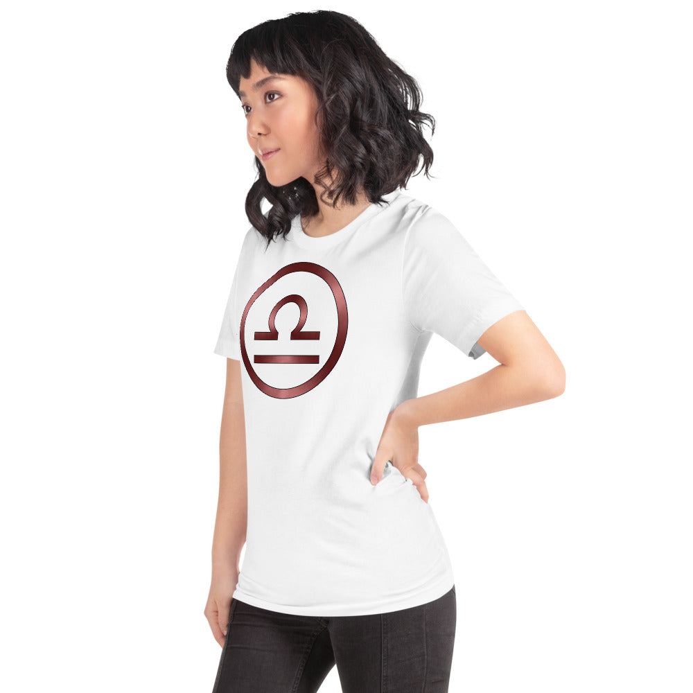 Metallic Zodiac Circle - Crimson Libra - Short-sleeve unisex t-shirt