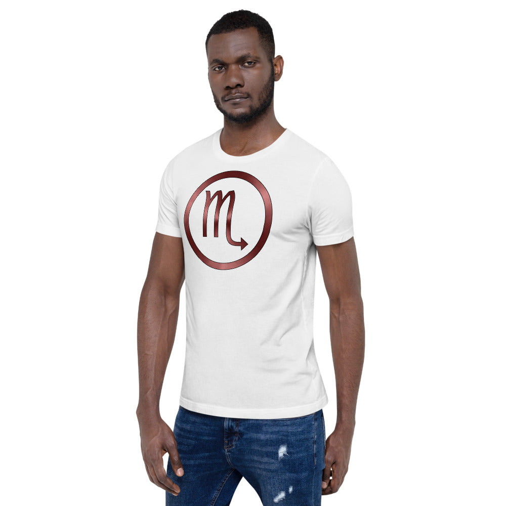 Metallic Zodiac Circle - Crimson Scorpio - Short-sleeve unisex t-shirt