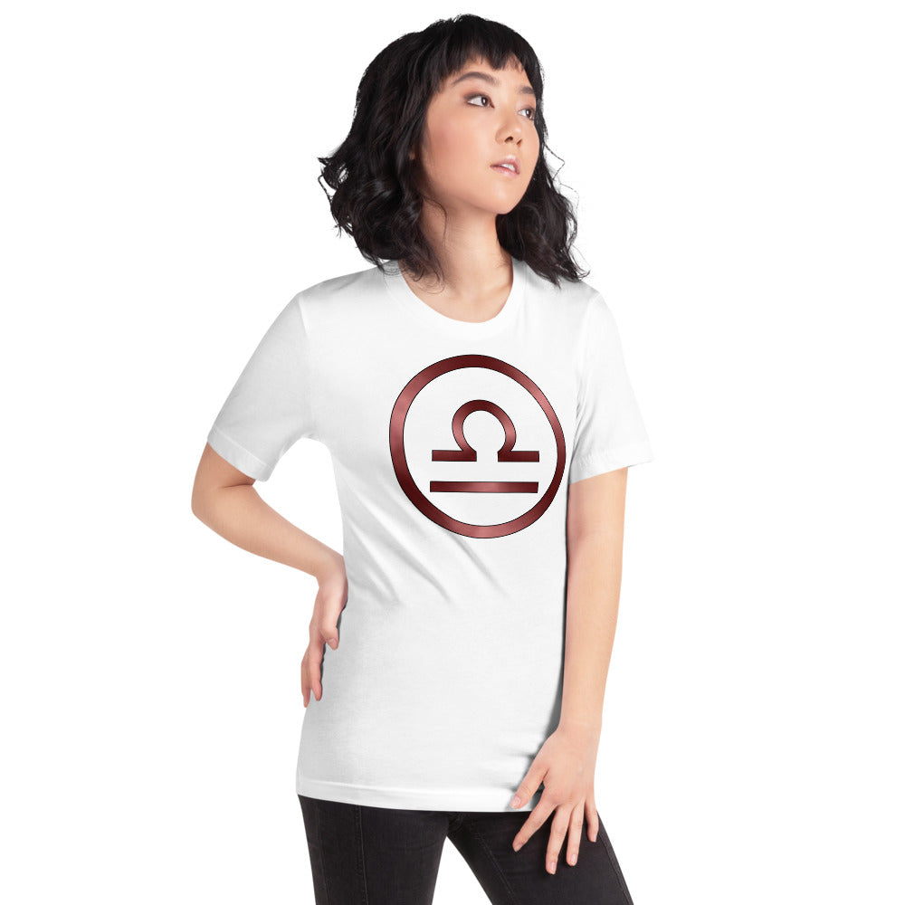 Metallic Zodiac Circle - Crimson Libra - Short-sleeve unisex t-shirt