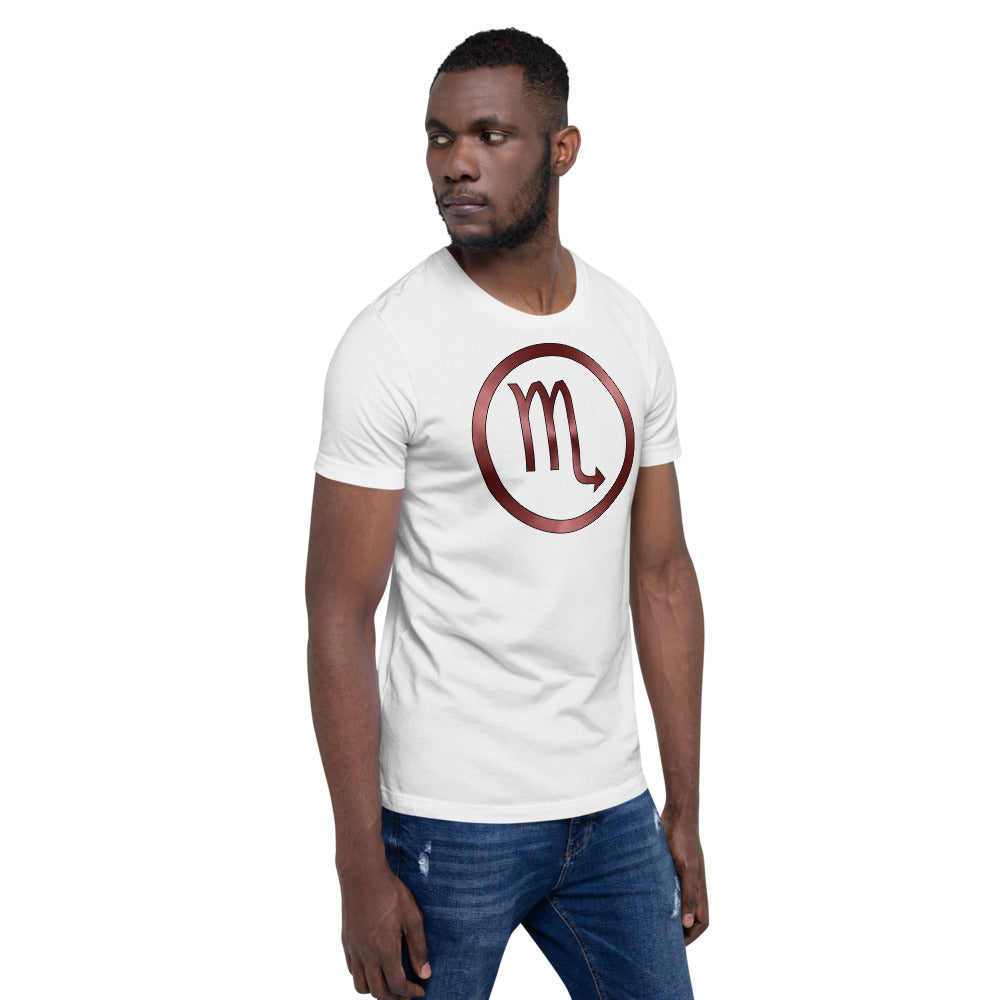 Metallic Zodiac Circle - Crimson Scorpio - Short-sleeve unisex t-shirt
