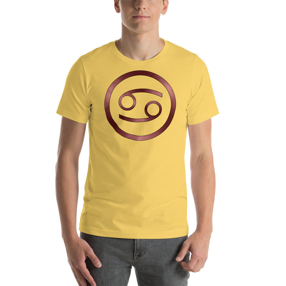 Metallic Zodiac Circle - Crimson Cancer - Short-sleeve unisex t-shirt