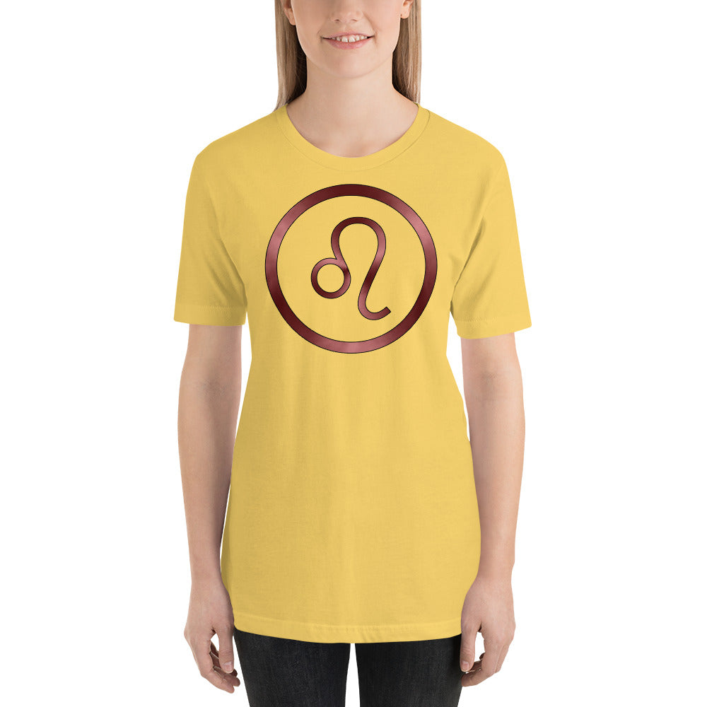 Metallic Zodiac Circle - Crimson Leo - Short-sleeve unisex t-shirt