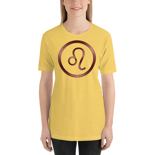 Metallic Zodiac Circle - Crimson Leo - Short-sleeve unisex t-shirt