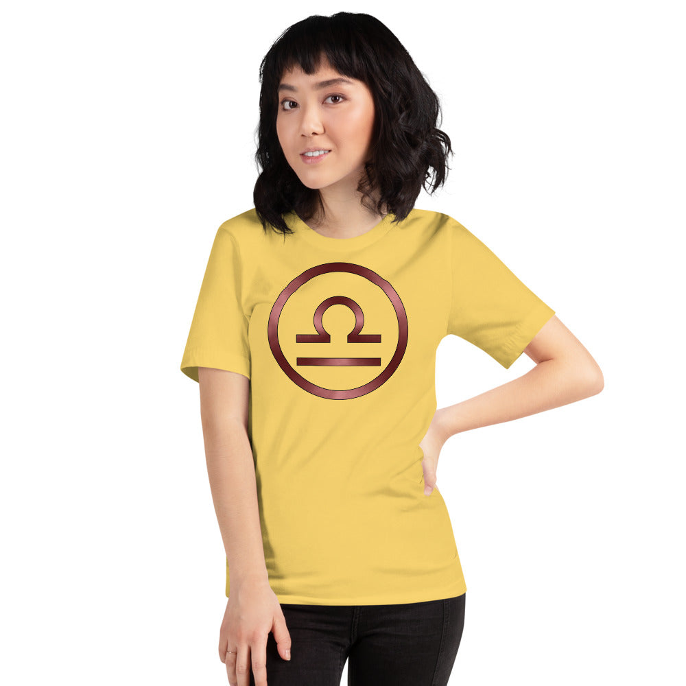 Metallic Zodiac Circle - Crimson Libra - Short-sleeve unisex t-shirt
