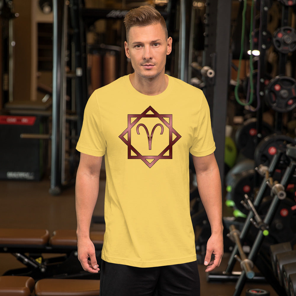 Metallic Zodiac Double-Box - Crimson Aries - Short-sleeve unisex t-shirt
