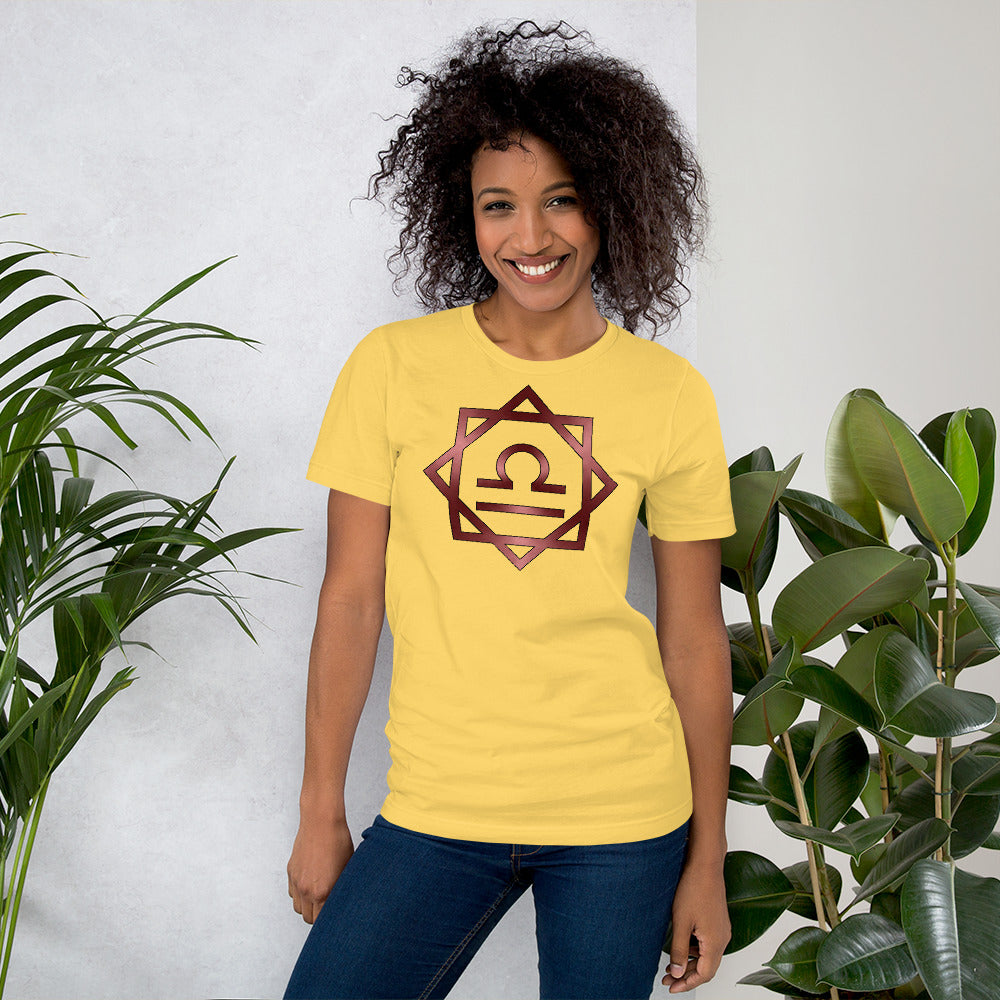 Metallic Zodiac Double-Box - Crimson Libra - Short-sleeve unisex t-shirt