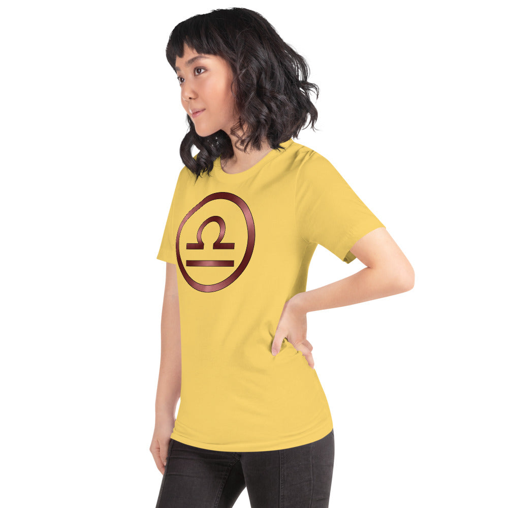 Metallic Zodiac Circle - Crimson Libra - Short-sleeve unisex t-shirt