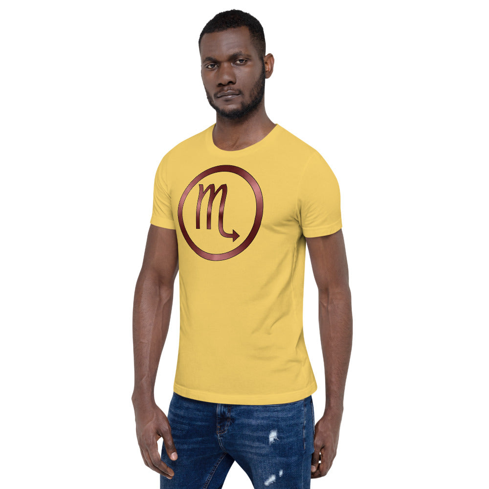 Metallic Zodiac Circle - Crimson Scorpio - Short-sleeve unisex t-shirt