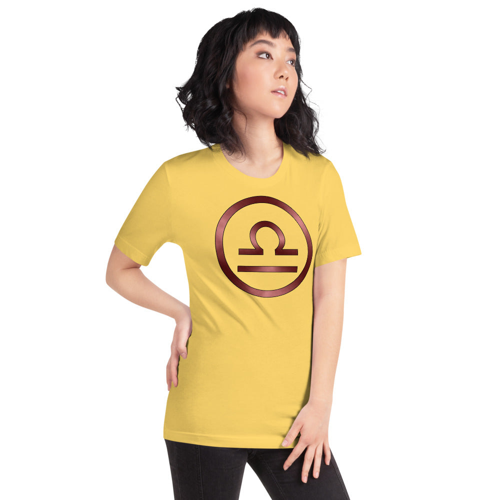 Metallic Zodiac Circle - Crimson Libra - Short-sleeve unisex t-shirt