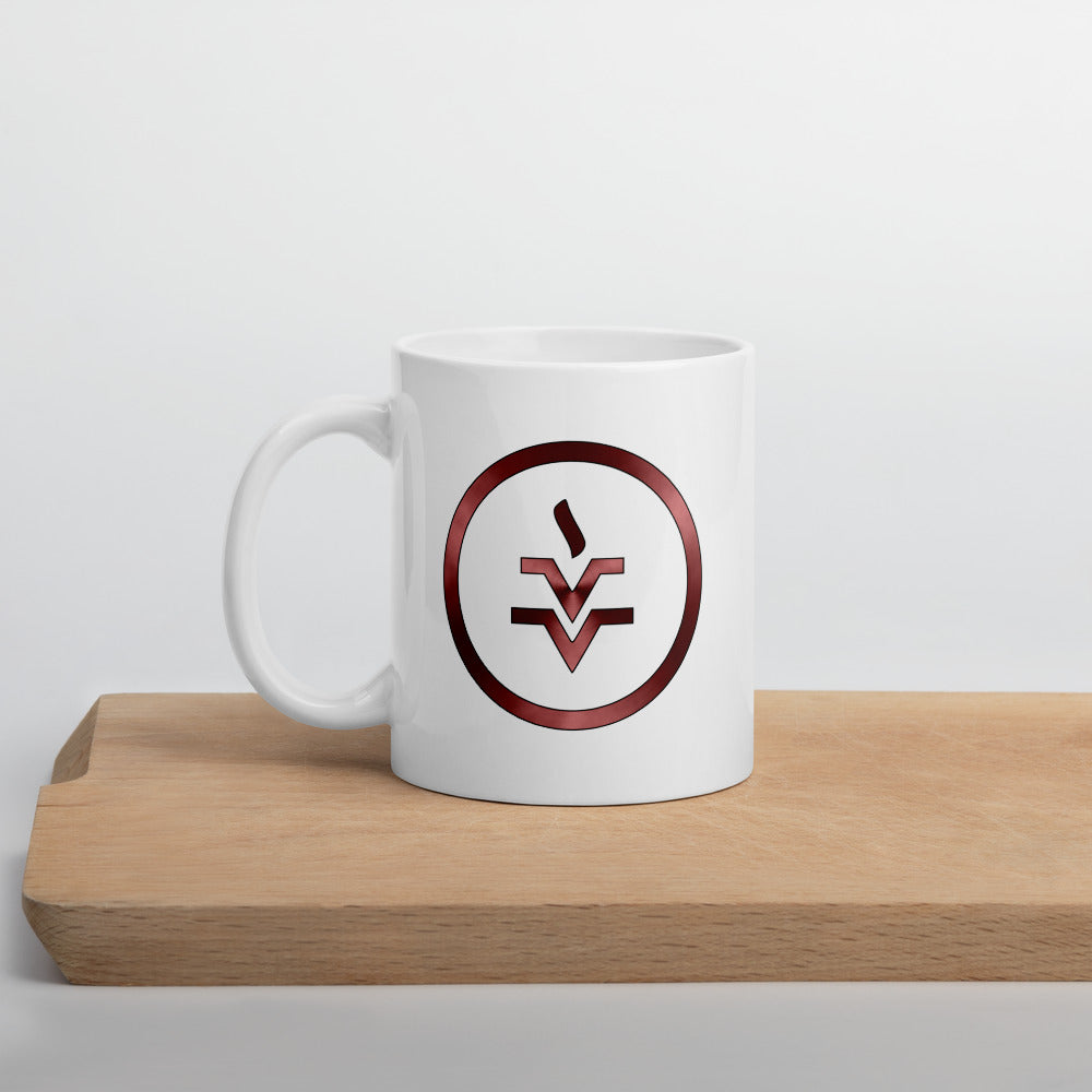 Metallic Zodiac Circle - Crimson Vesta - White glossy mug