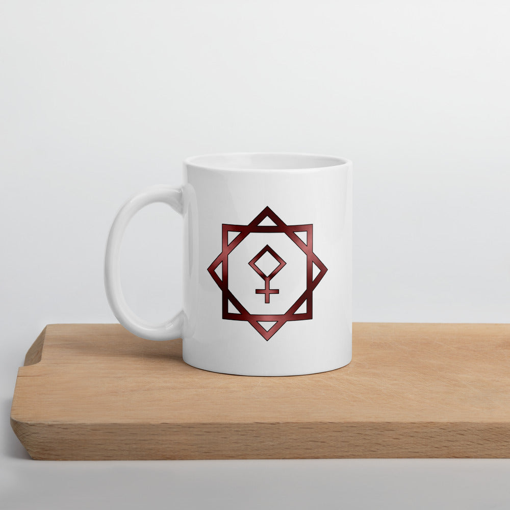 Metallic Zodiac Double-Box - Crimson Pallas - White glossy mug