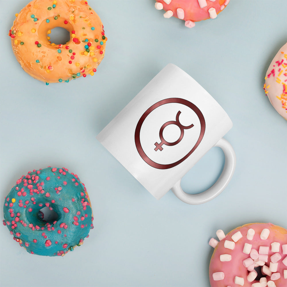 Metallic Zodiac Circle - Crimson Mercury - White glossy mug