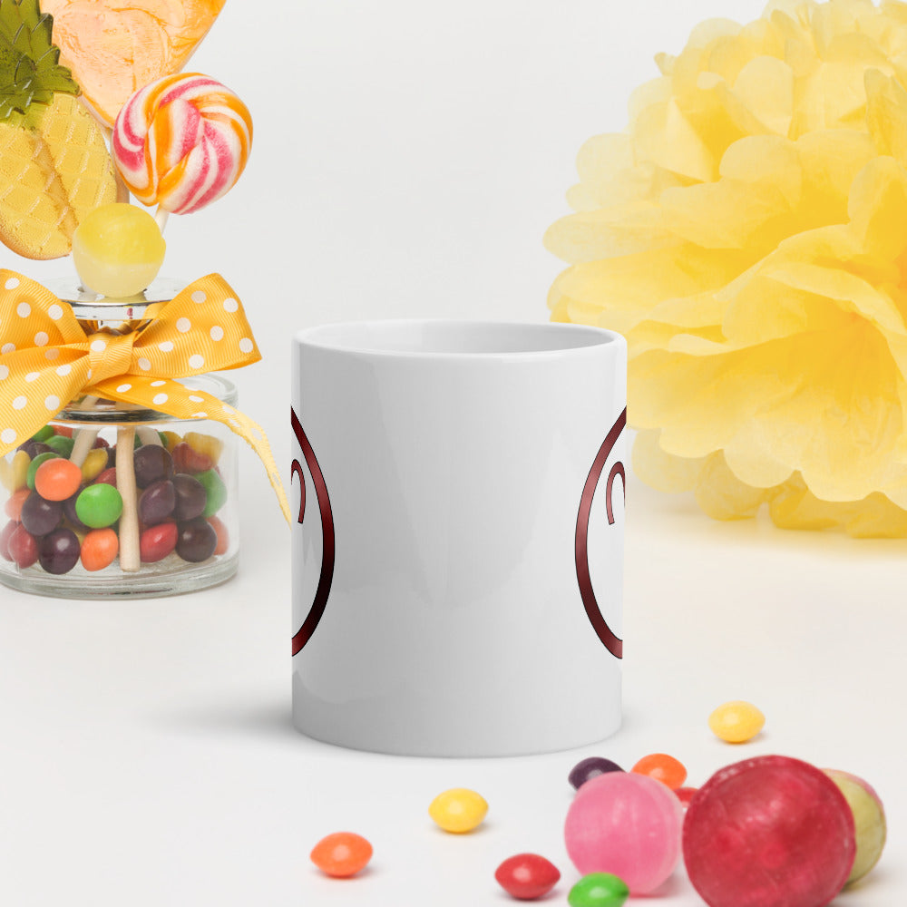 Metallic Zodiac Circle - Crimson Aries - White glossy mug