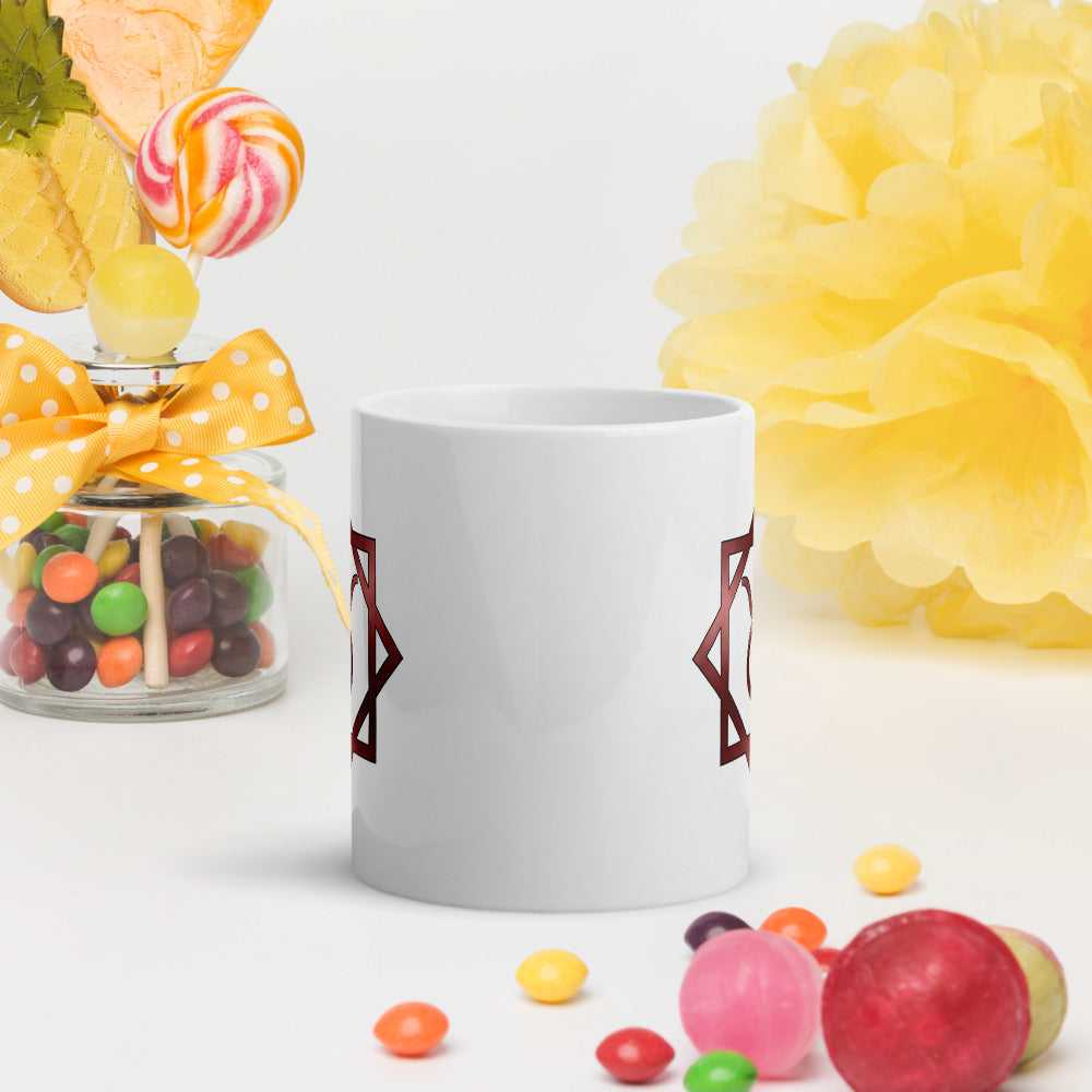 Metallic Zodiac Double-Box - Crimson Taurus - White glossy mug