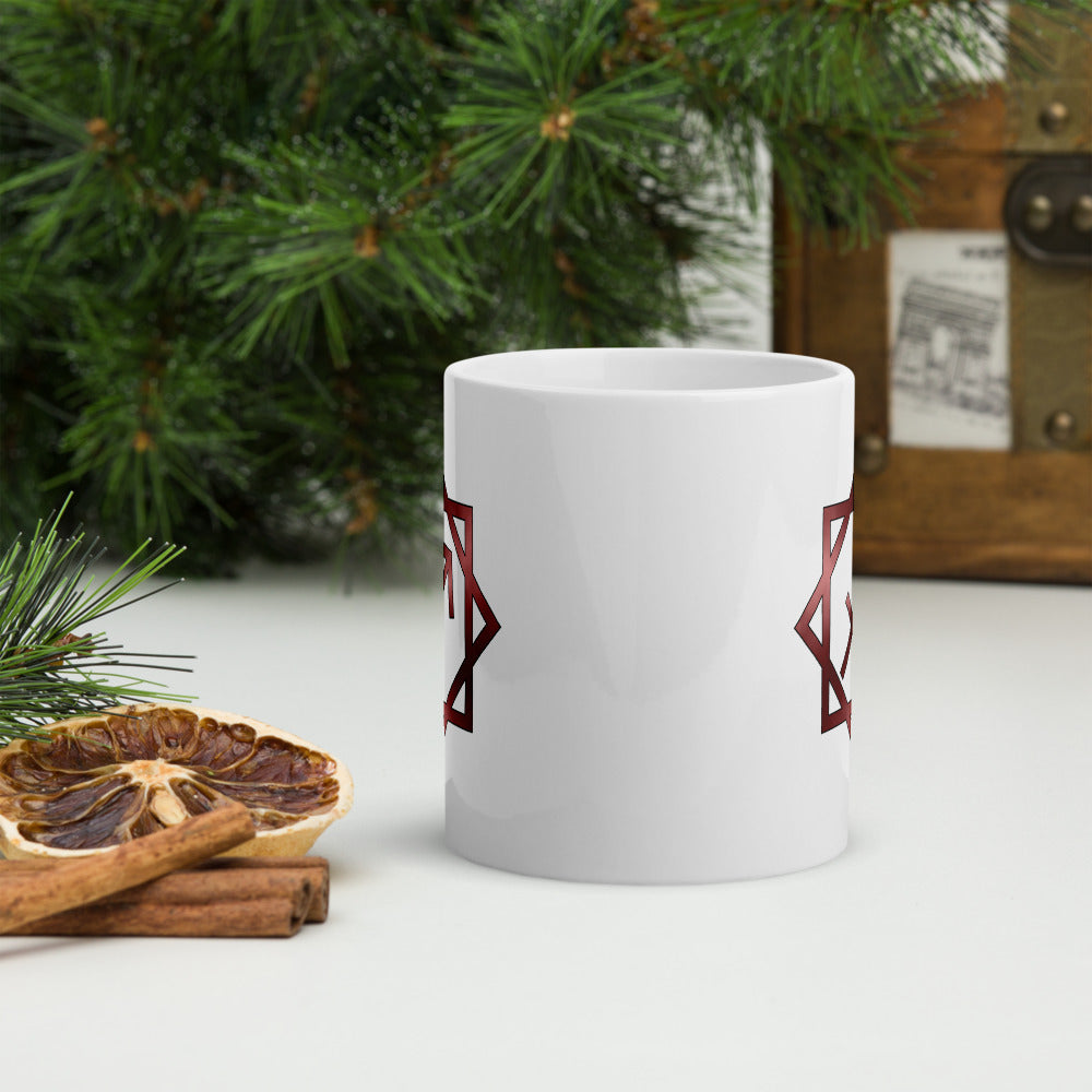 Metallic Zodiac Double-Box - Crimson Sagittarius - White glossy mug