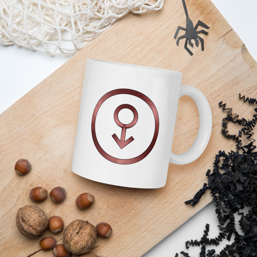 Metallic Zodiac Circle - Crimson Eris - White glossy mug