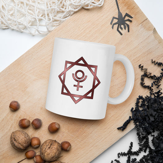 Metallic Zodiac Double-Box - Crimson Pluto - White glossy mug