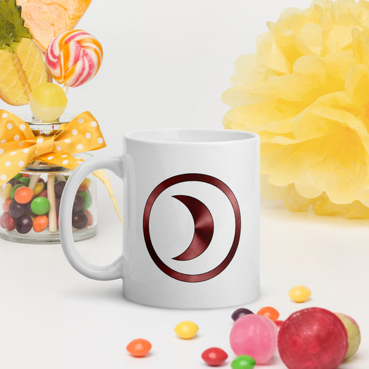 Metallic Zodiac Circle - Crimson Moon - White glossy mug