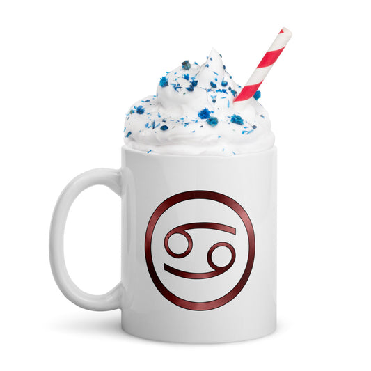 Metallic Zodiac Circle - Crimson Cancer - White glossy mug
