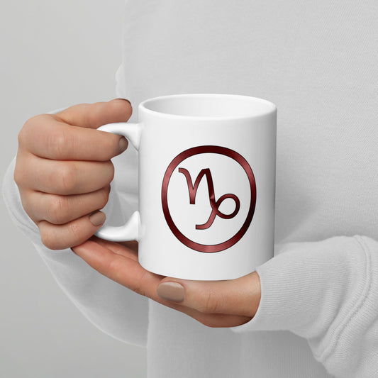 Metallic Zodiac Circle - Crimson Capricorn - White glossy mug