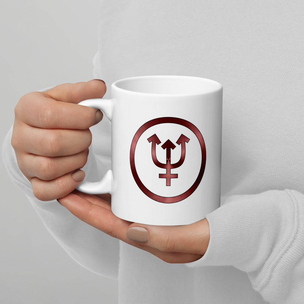 Metallic Zodiac Circle - Crimson Neptune - White glossy mug