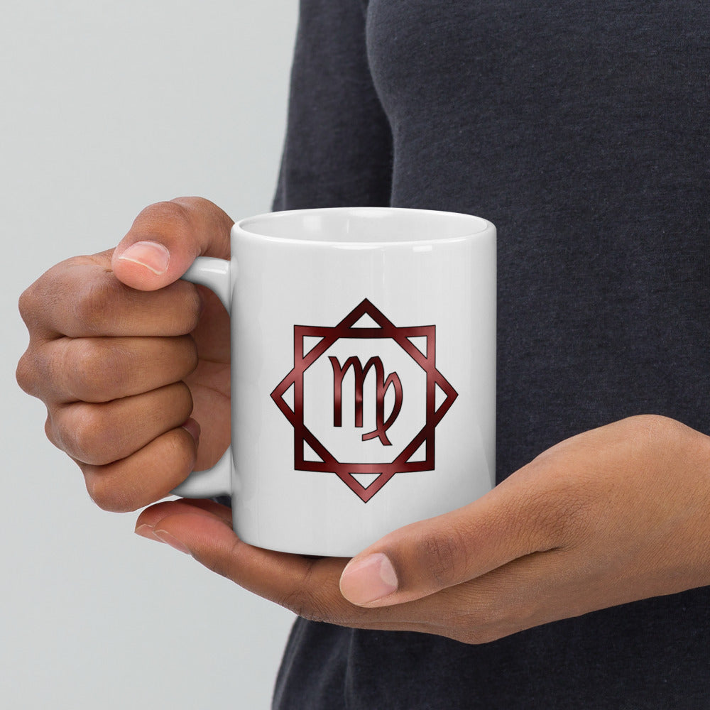 Metallic Zodiac Double-Box - Crimson Virgo - White glossy mug