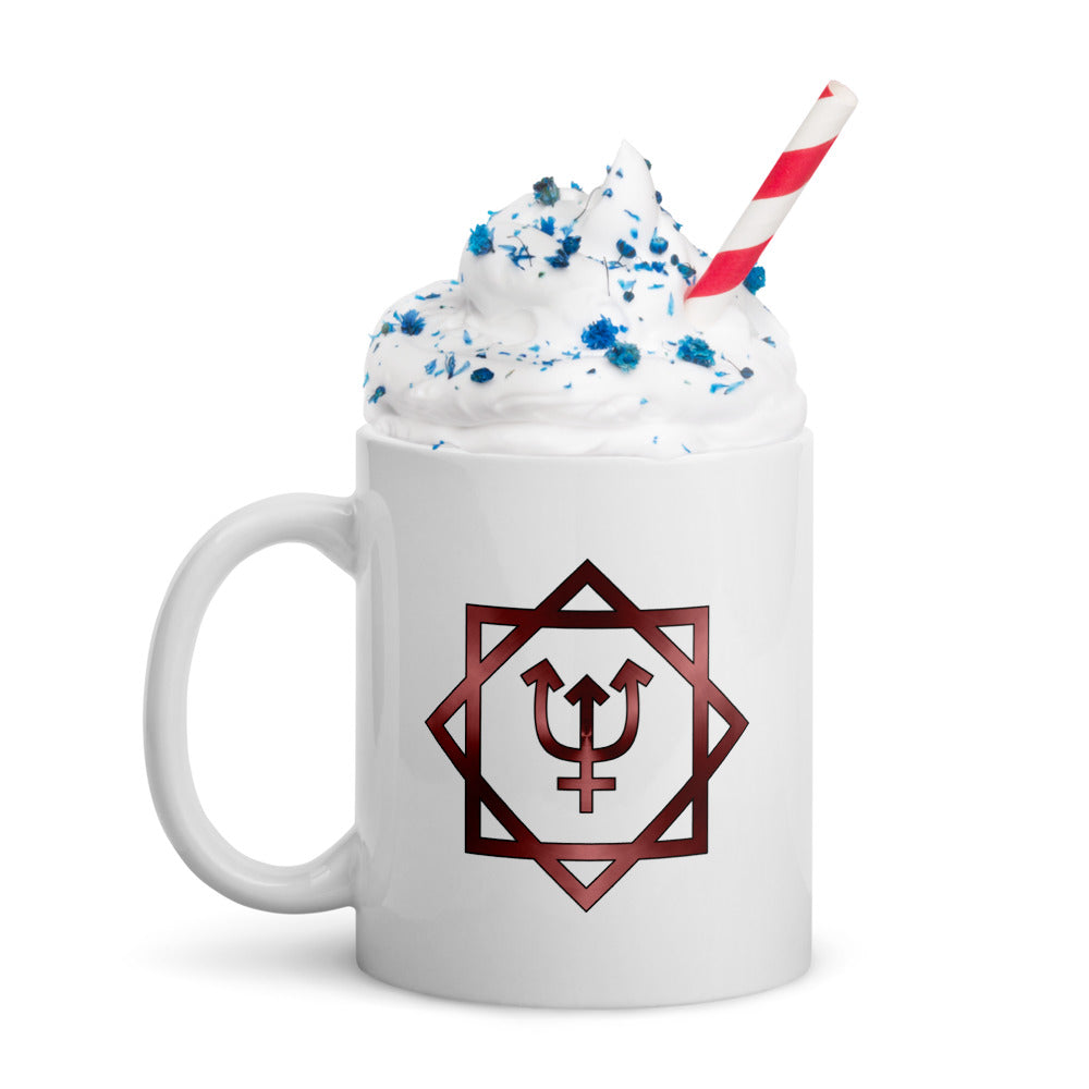 Metallic Zodiac Double-Box - Crimson Neptune - White glossy mug