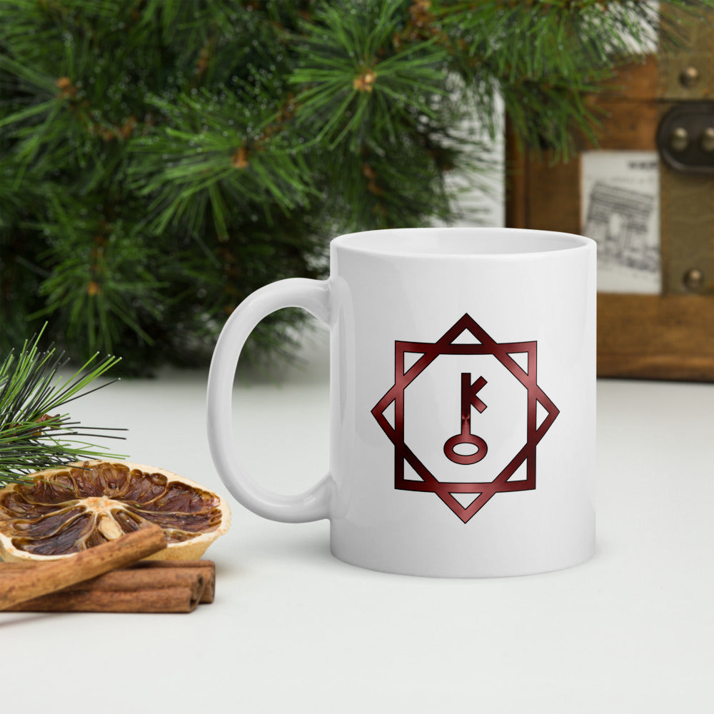 Metallic Zodiac Double-Box - Crimson Chiron - White glossy mug