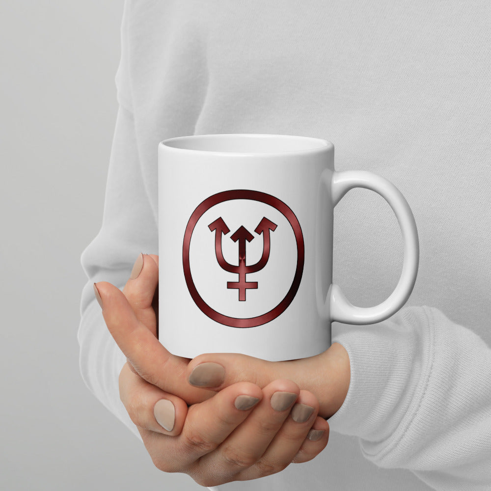 Metallic Zodiac Circle - Crimson Neptune - White glossy mug