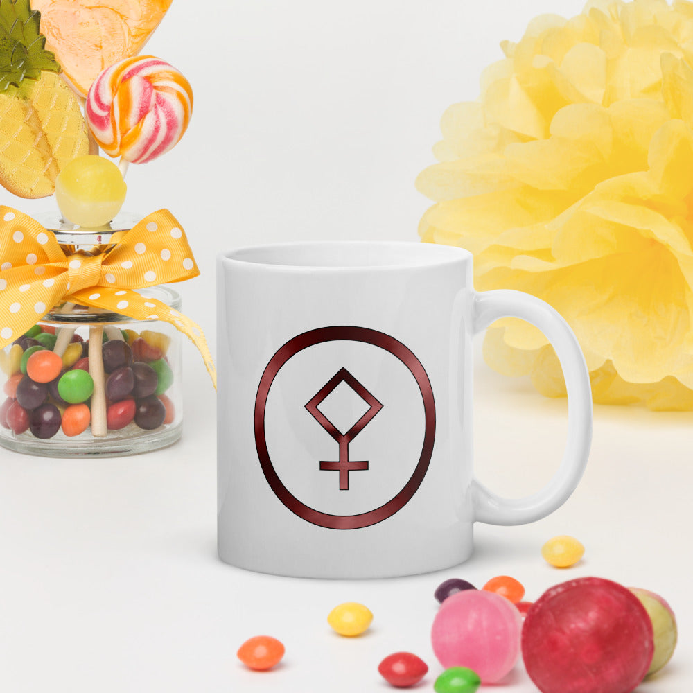 Metallic Zodiac Circle - Crimson Pallas - White glossy mug
