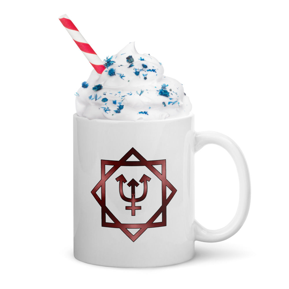 Metallic Zodiac Double-Box - Crimson Neptune - White glossy mug