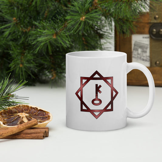 Metallic Zodiac Double-Box - Crimson Chiron - White glossy mug