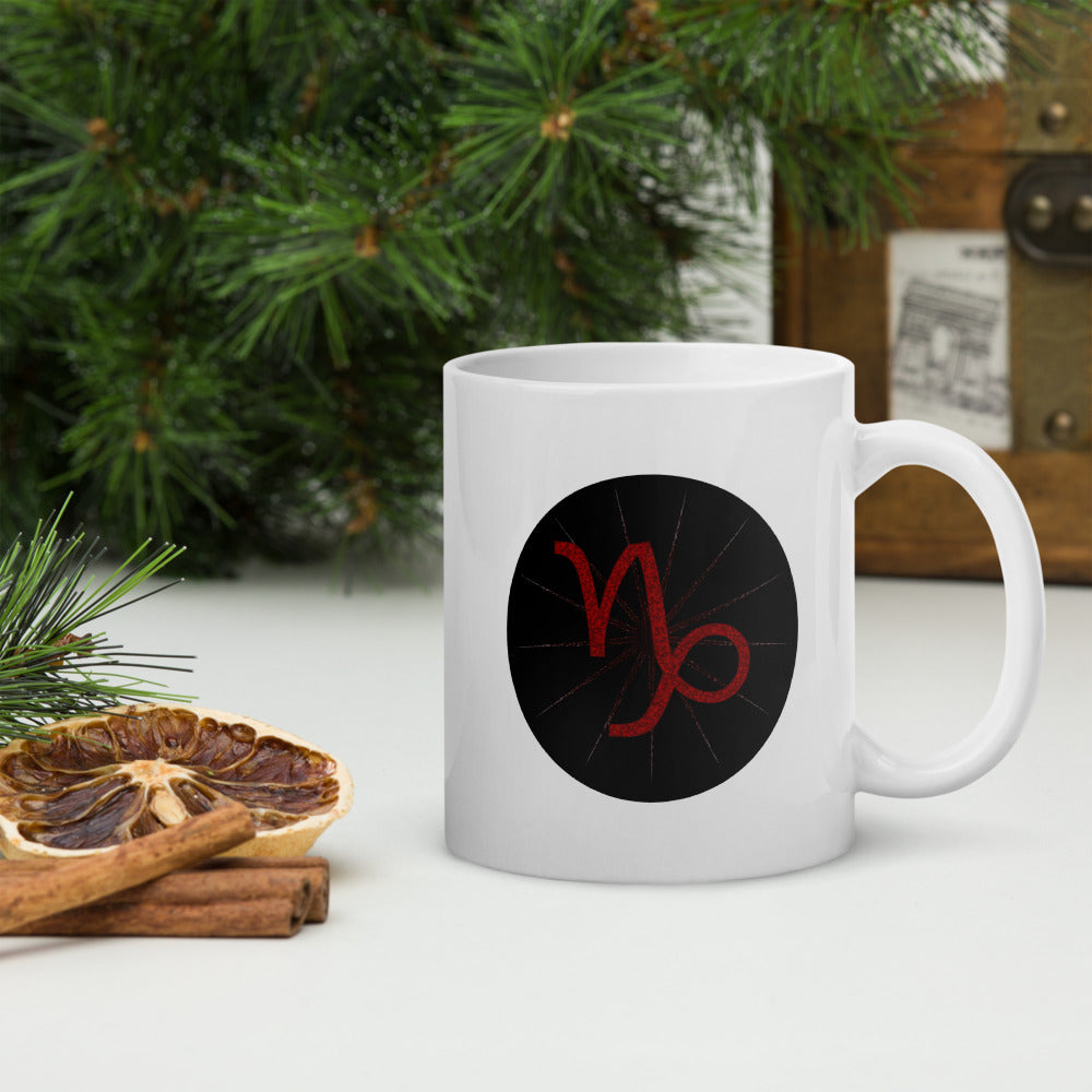 Dark Tredecim - Circle - Capricorn - White glossy mug