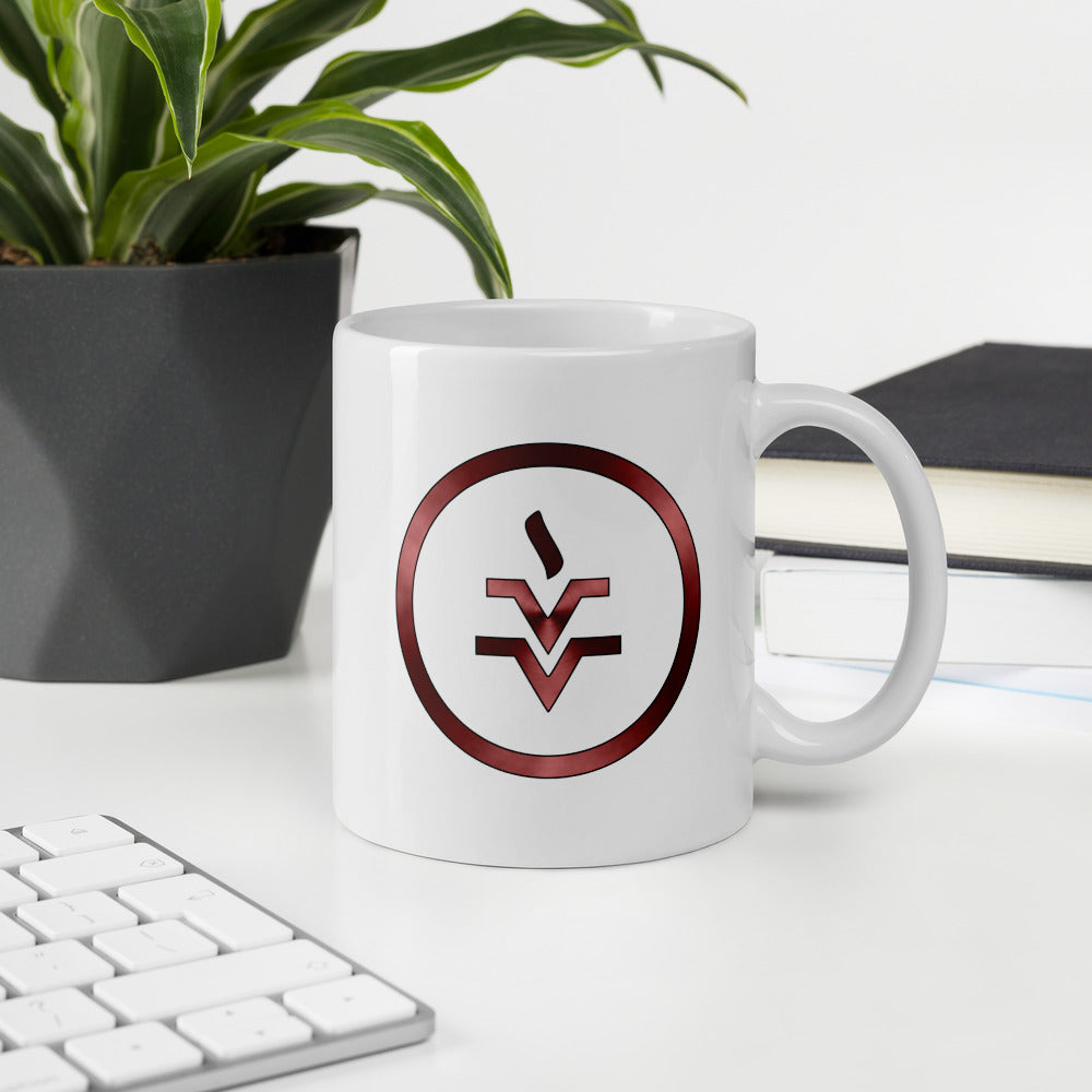 Metallic Zodiac Circle - Crimson Vesta - White glossy mug