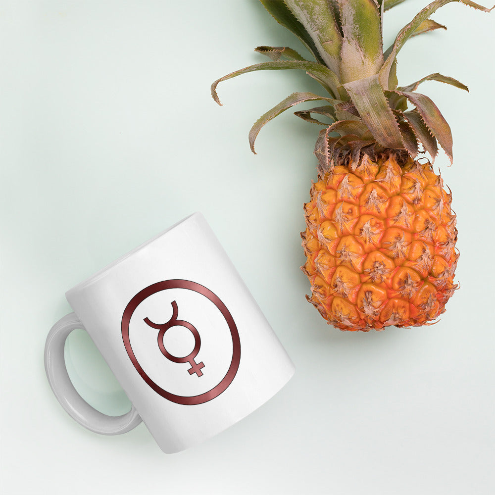 Metallic Zodiac Circle - Crimson Mercury - White glossy mug