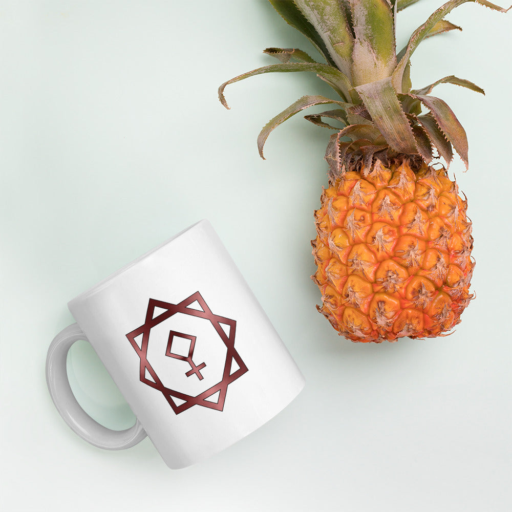 Metallic Zodiac Double-Box - Crimson Pallas - White glossy mug