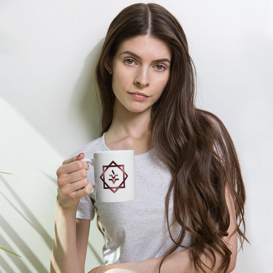 Metallic Zodiac Double-Box - Crimson Vesta - White glossy mug