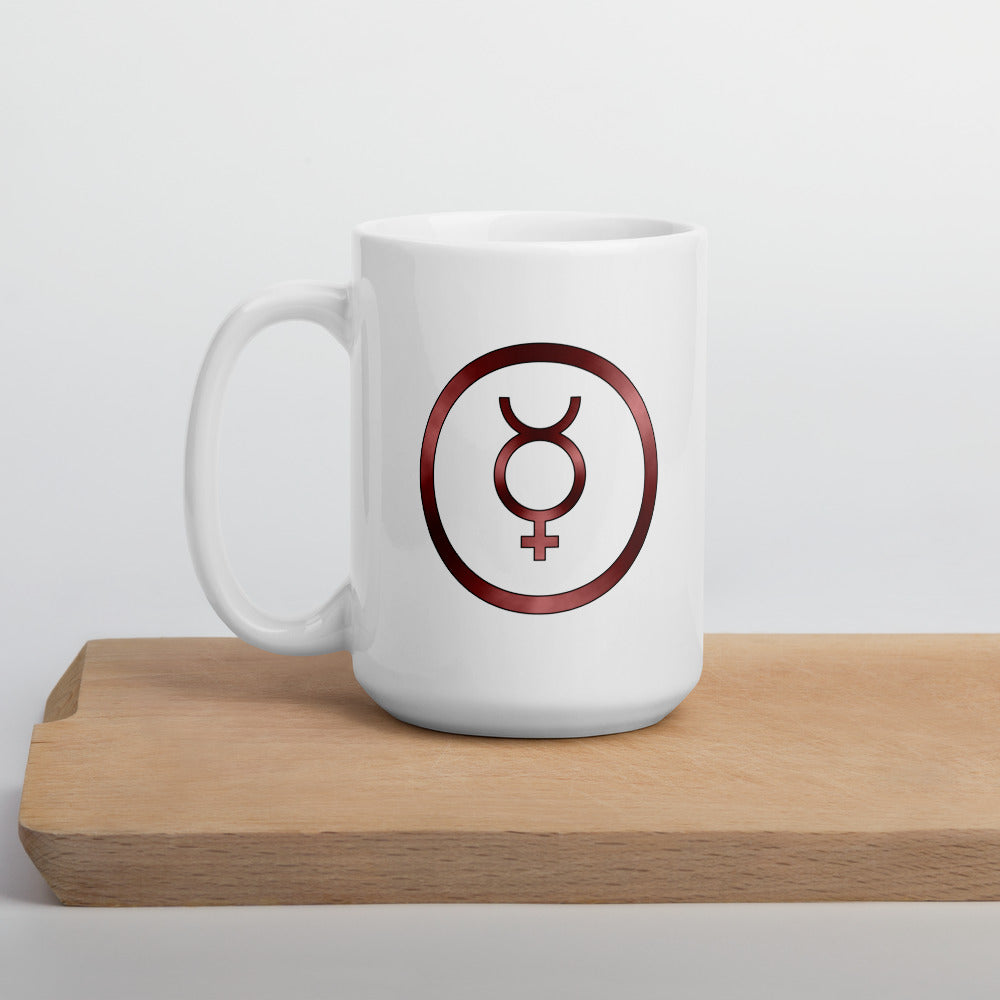 Metallic Zodiac Circle - Crimson Mercury - White glossy mug