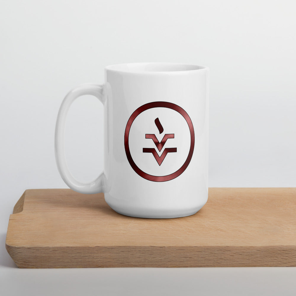 Metallic Zodiac Circle - Crimson Vesta - White glossy mug