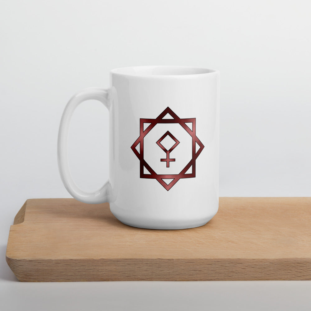 Metallic Zodiac Double-Box - Crimson Pallas - White glossy mug