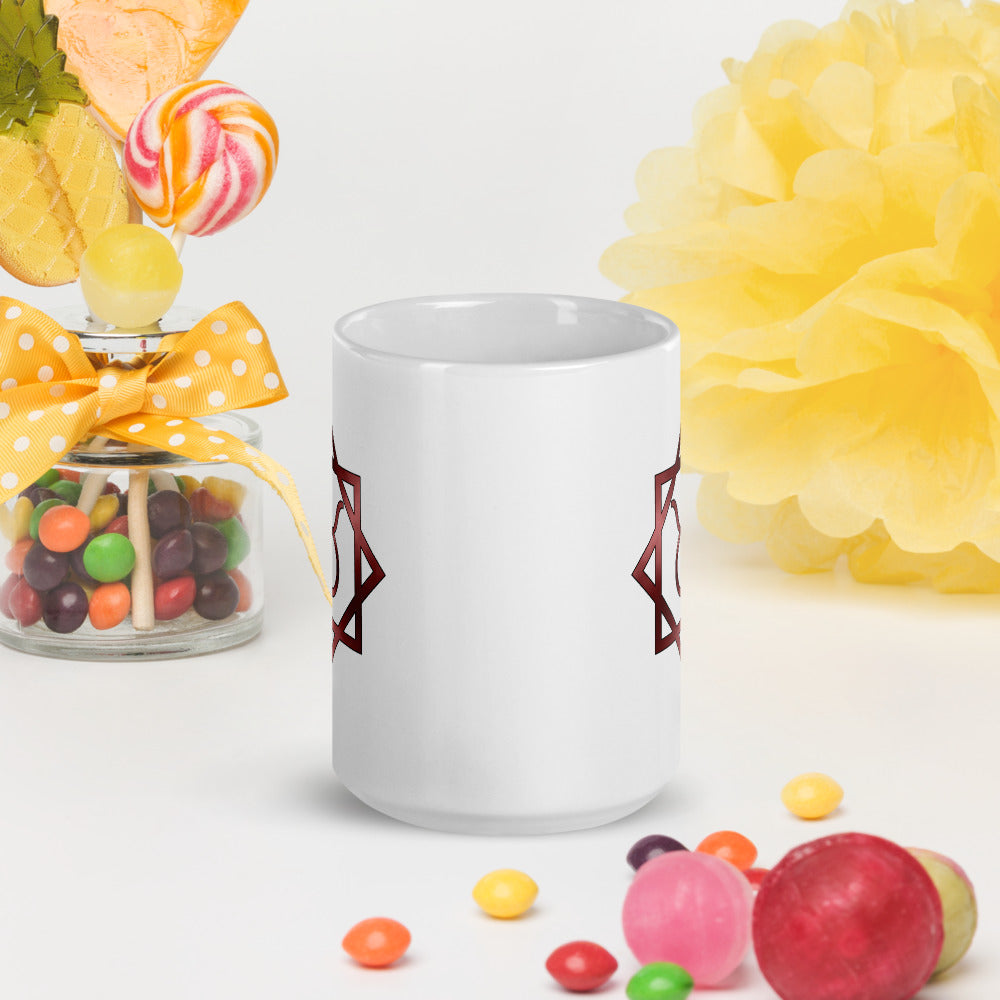 Metallic Zodiac Double-Box - Crimson Taurus - White glossy mug