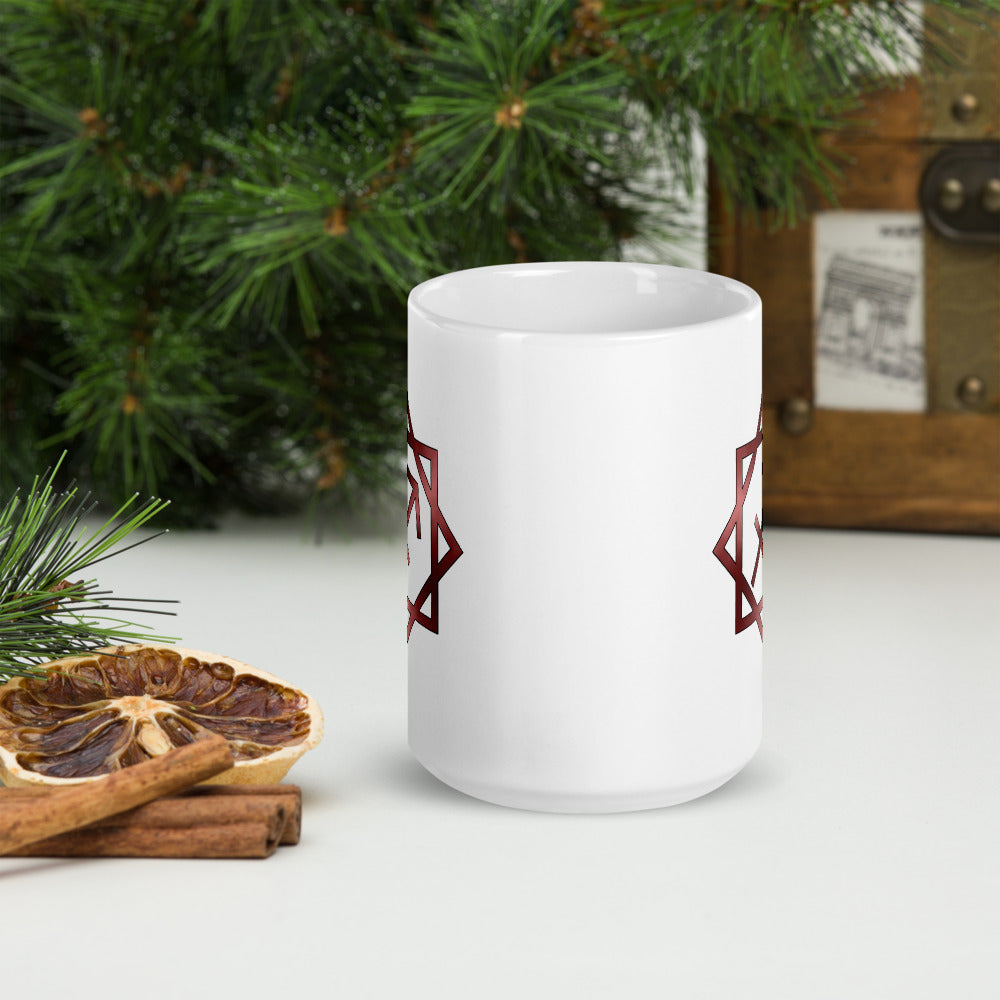 Metallic Zodiac Double-Box - Crimson Sagittarius - White glossy mug