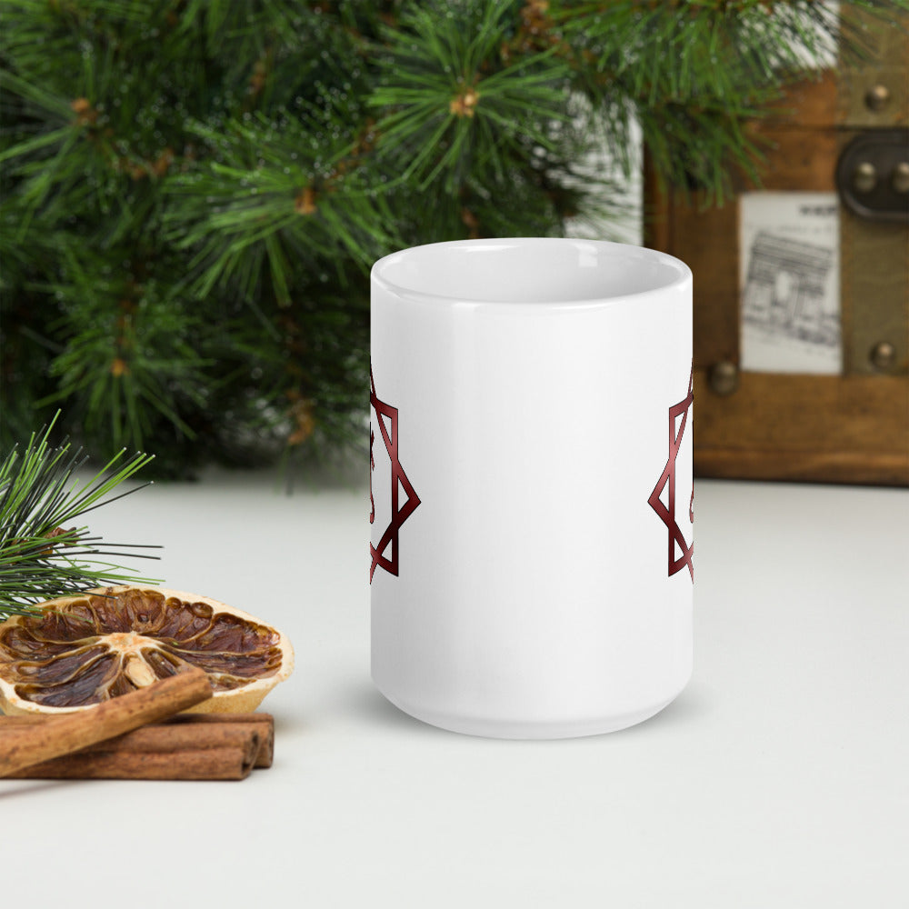 Metallic Zodiac Double-Box - Crimson Chiron - White glossy mug