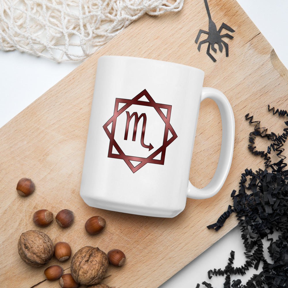 Metallic Zodiac Double-Box - Crimson Scorpio - White glossy mug