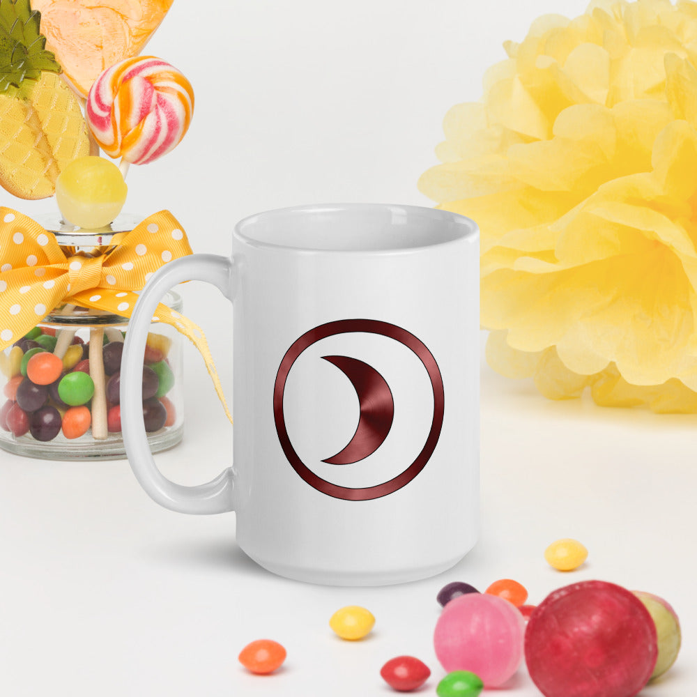 Metallic Zodiac Circle - Crimson Moon - White glossy mug