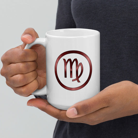 Metallic Zodiac Circle - Crimson Virgo - White glossy mug