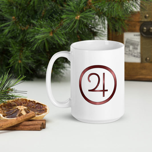 Metallic Zodiac Circle - Crimson Jupiter - White glossy mug